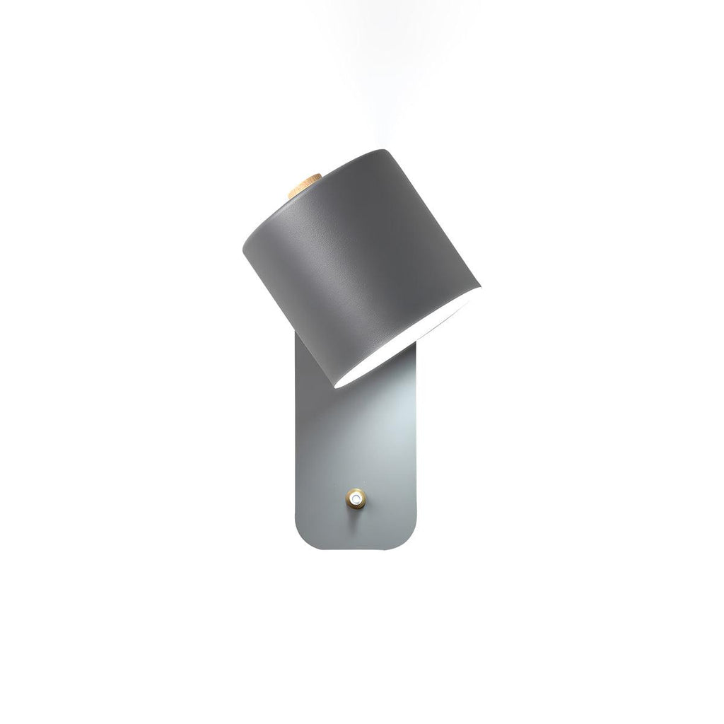 Jernvegglampe, roterende sylinderhode, E27-pære, moderne minimalistisk