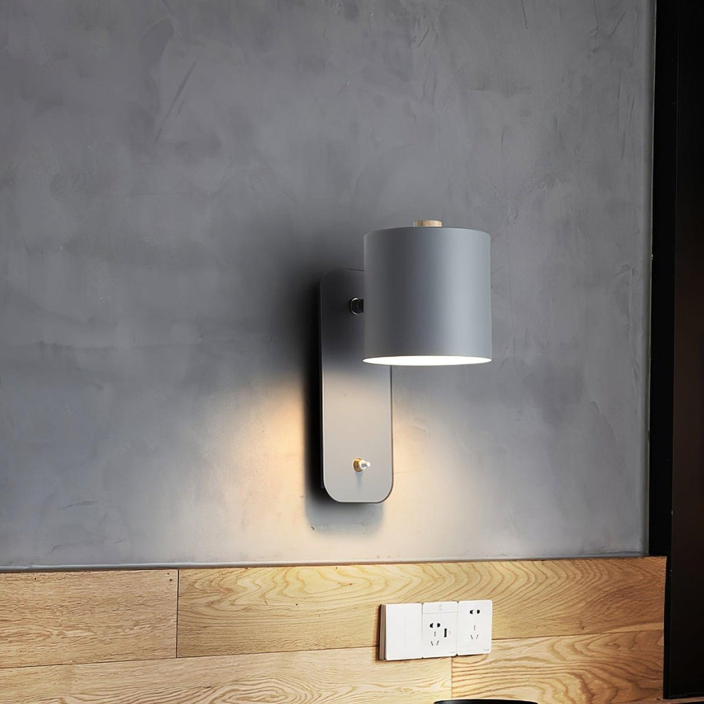 Jernvegglampe, roterende sylinderhode, E27-pære, moderne minimalistisk