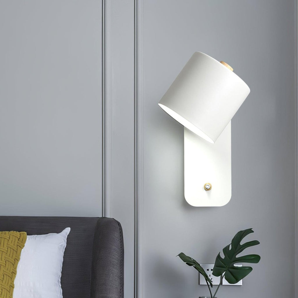 Jernvegglampe, roterende sylinderhode, E27-pære, moderne minimalistisk