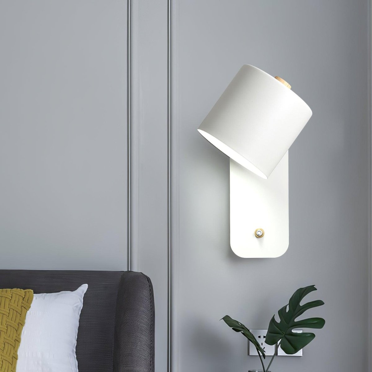 Jernvegglampe, roterende sylinderhode, E27-pære, moderne minimalistisk