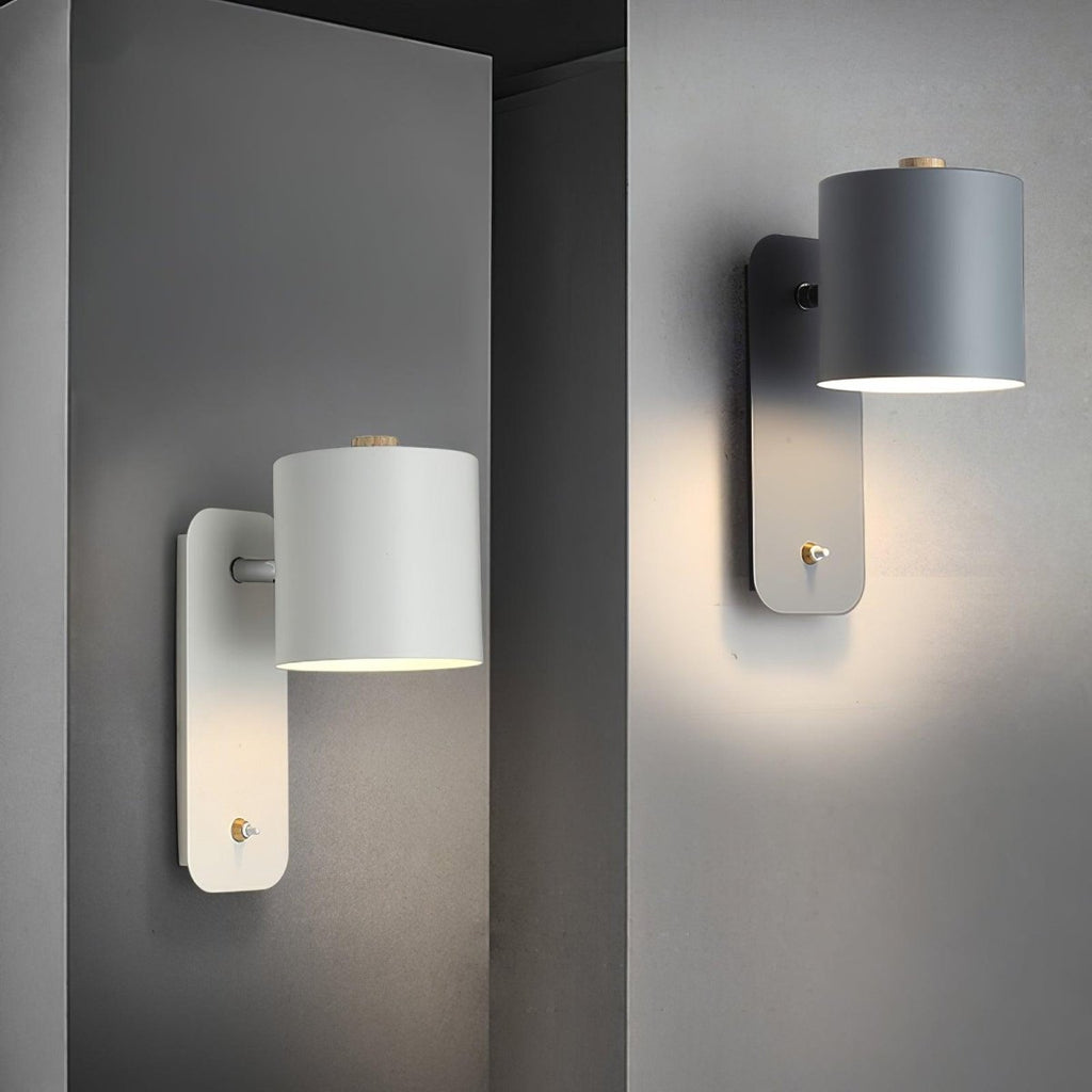 Jernvegglampe, roterende sylinderhode, E27-pære, moderne minimalistisk