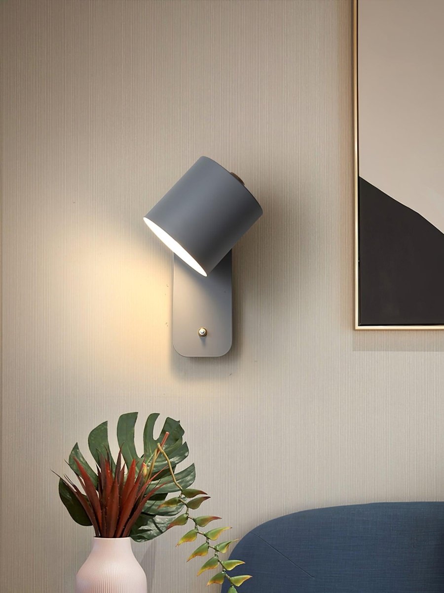 Jernvegglampe, roterende sylinderhode, E27-pære, moderne minimalistisk