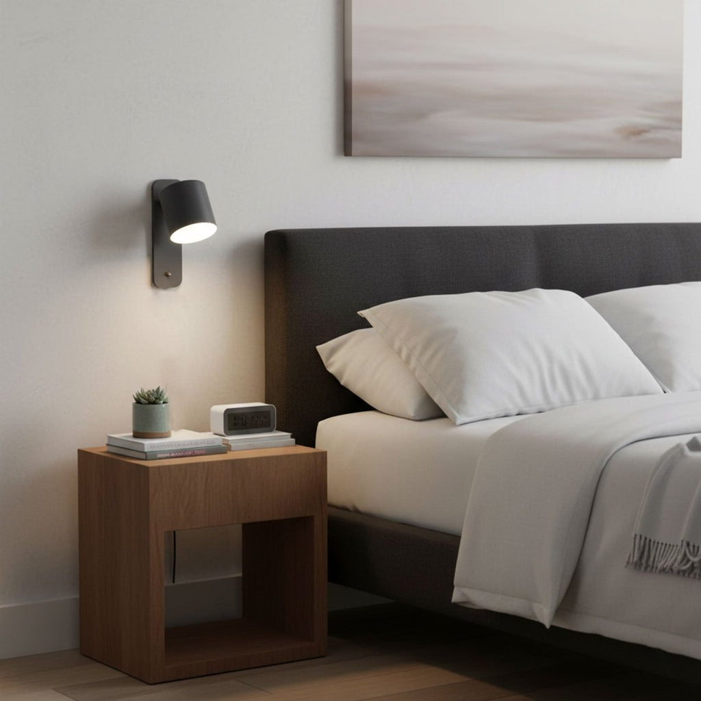 Jernvegglampe, roterende sylinderhode, E27-pære, moderne minimalistisk