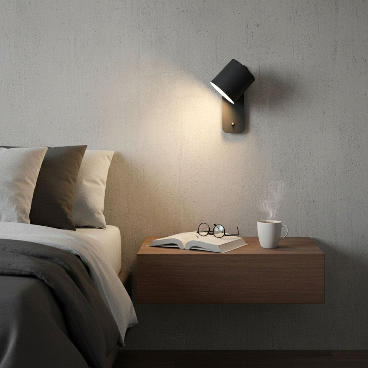 Jernvegglampe, roterende sylinderhode, E27-pære, moderne minimalistisk