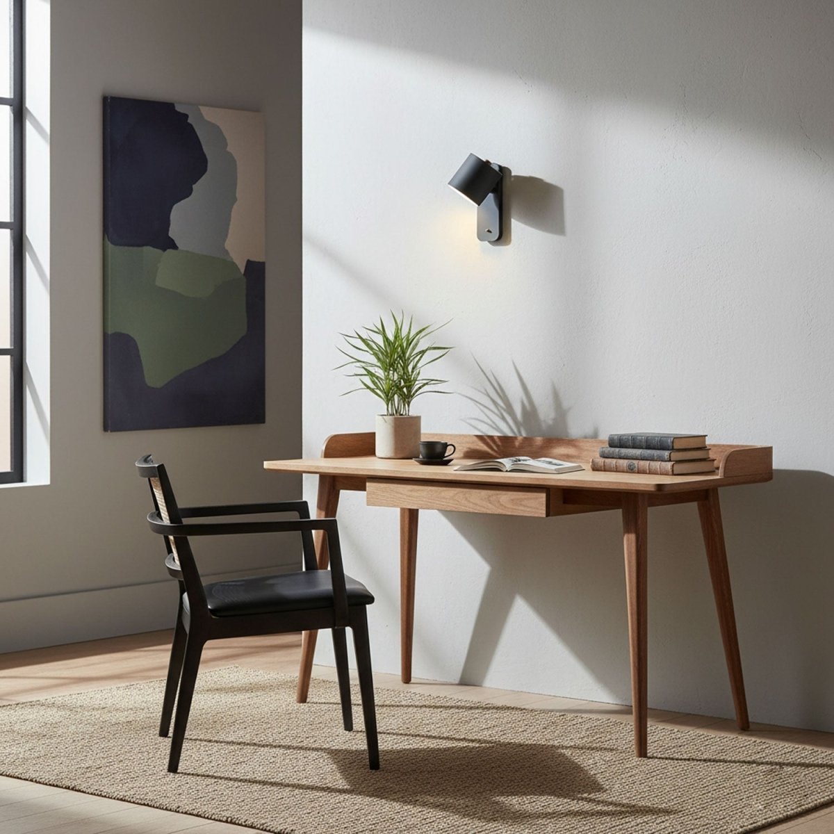 Jernvegglampe, roterende sylinderhode, E27-pære, moderne minimalistisk