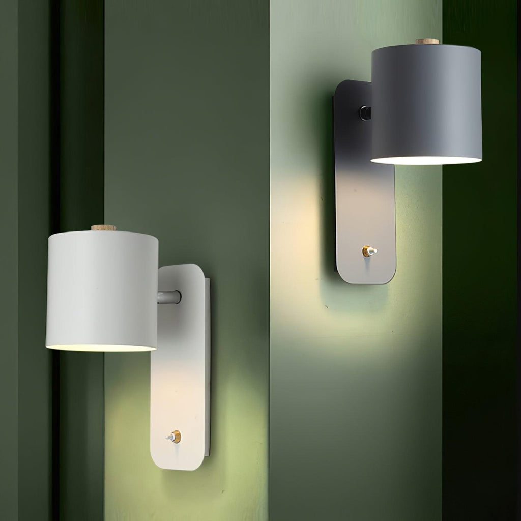 Jernvegglampe, roterende sylinderhode, E27-pære, moderne minimalistisk