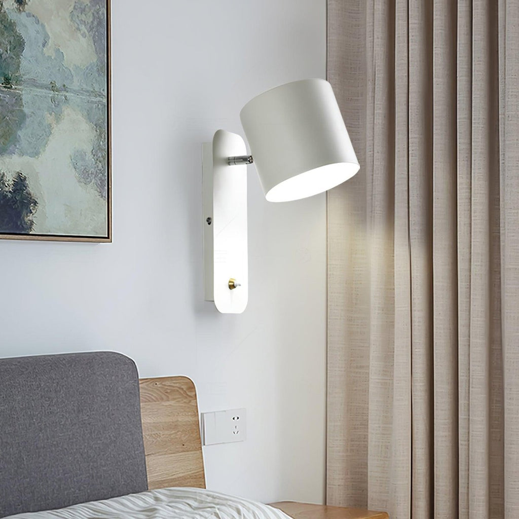 Jernvegglampe, roterende sylinderhode, E27-pære, moderne minimalistisk