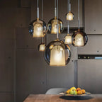 Glass Globe Pendant Light With G9 Base, Amber, Smoke Gray or Clear, 3 Sizes