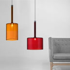 Minimalist Glass Pendant Light, Clear Red Orange or Grey, 3 Sizes, G4 Base