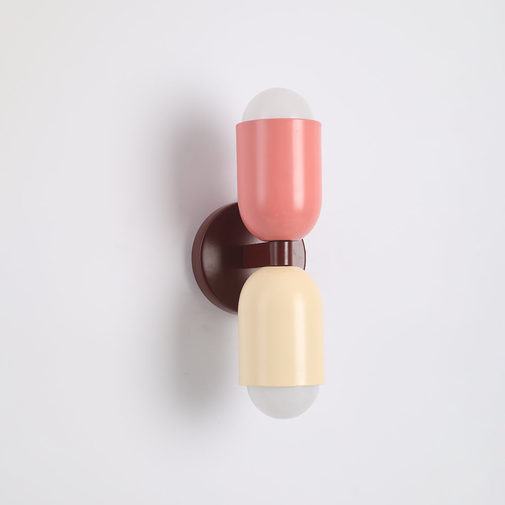 Double-Headed Wall Light, Colorful Painted Metal Shades, E26 LED Included