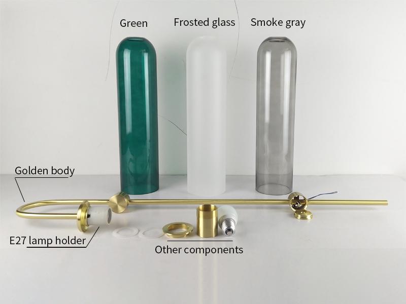 Modern glass wall sconce mounted with cylinder shade glowing