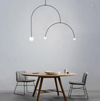 Chandelier, Mobile Opaline Glass Globes, Brass or Black, G9 and G4