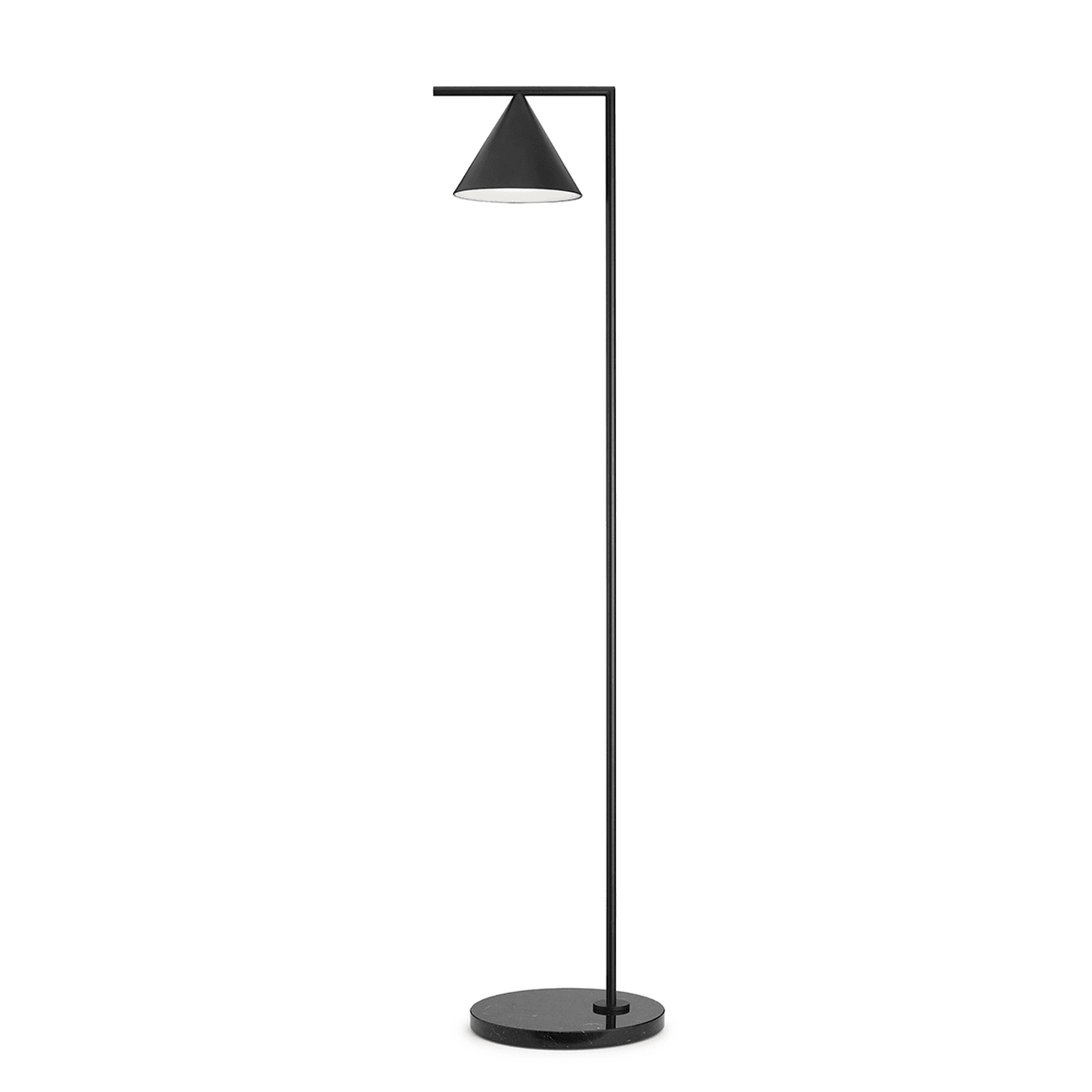 Captain Flint Floor Lamp, Carrara Marble Base, Spinning Opal Cone, E26/E27