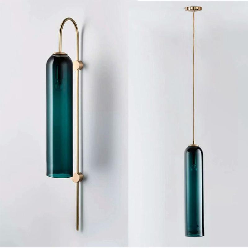 Modern glass wall sconce angled product view