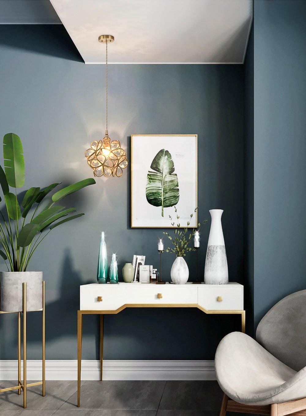 Glasbladformet pendel, håndblæst skærm, messingbeslag, E26/E27
