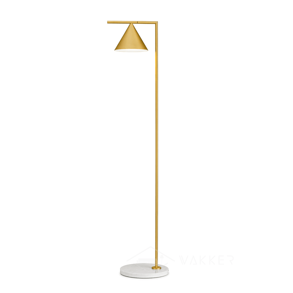 Floor lamp marble base and stem shown against plain backdrop