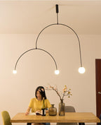 Chandelier, Mobile Opaline Glass Globes, Brass or Black, G9 and G4