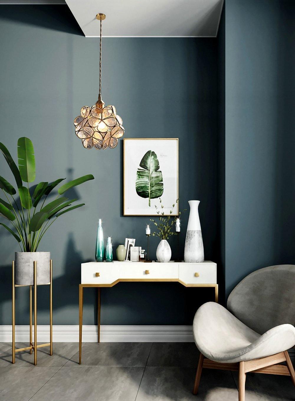 Transparent glass petal pendant light diffusing soft light