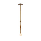 A studio view of the Clérachic pendant light's full brass rod and marble bead detail on a neutral background.