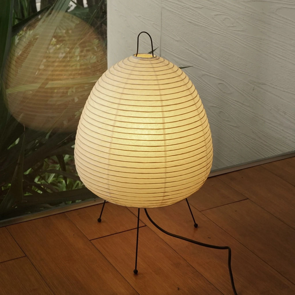 Mulberry paper lantern table lamp detail with even glow