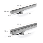 Lineær LED udendørs vægvaske-lys, børstet aluminium og glas