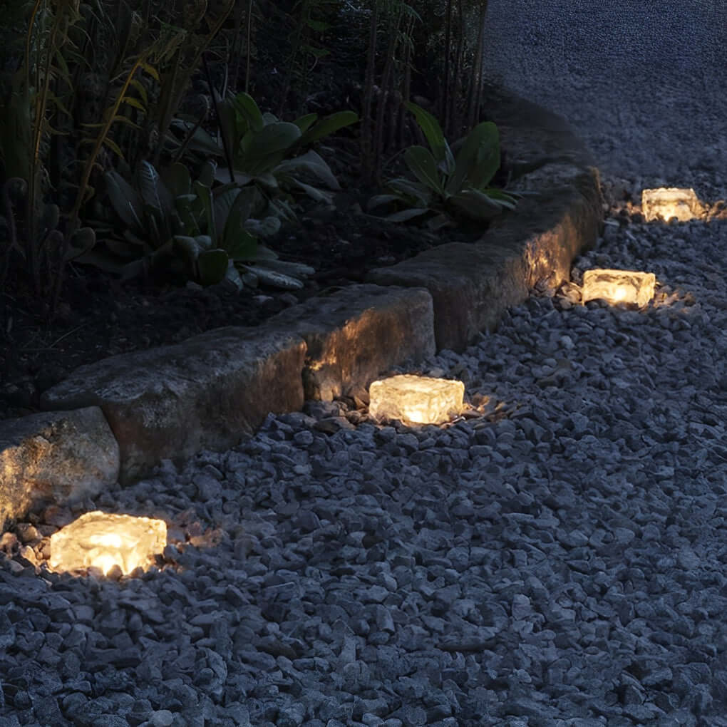 Maglene Solar Ice Cube Step Lights, Colorful Crystal-Glass Design
