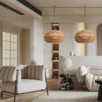 Woven Rattan Wall Lamp For Outdoor Spaces With Lantern-Style Shade