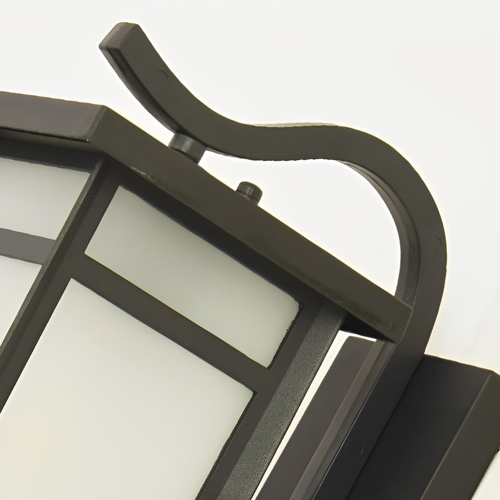 Lampe murale extérieure rétro, abat-jour en verre dépoli avec lumière LED chaude