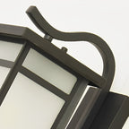 Lampe murale extérieure rétro, abat-jour en verre dépoli avec lumière LED chaude