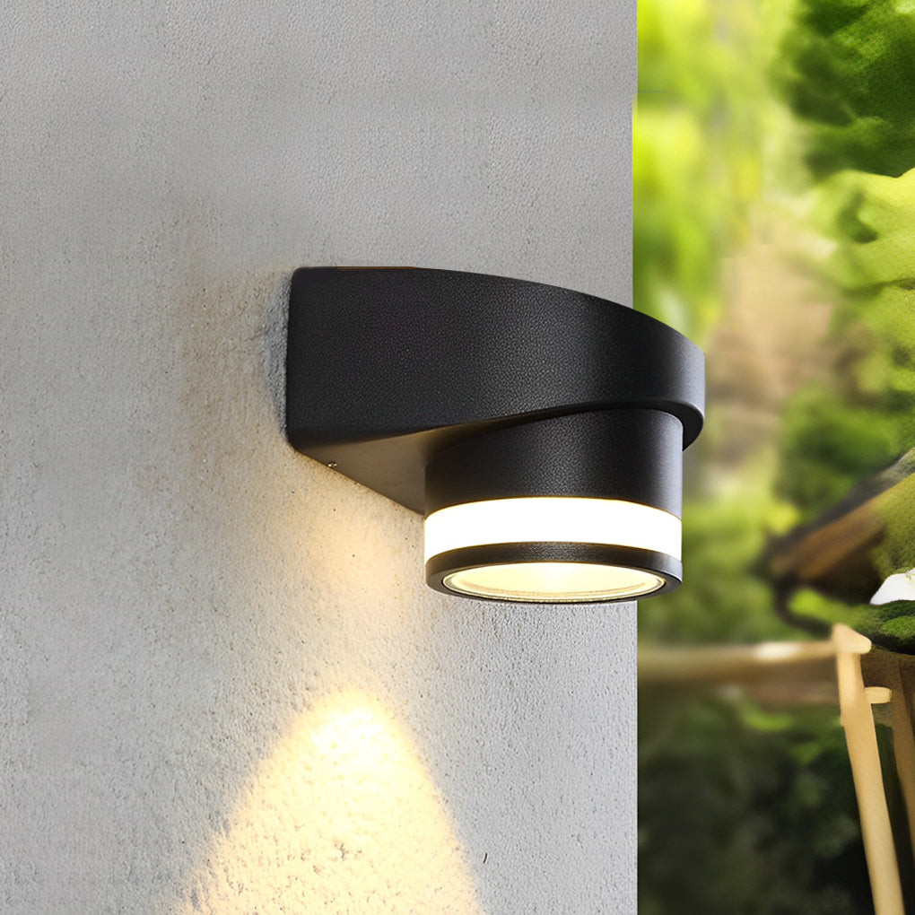 Rund udendørs vægvaske LED-lys i aluminium, sort finish