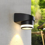 Rund udendørs vægvaske LED-lys i aluminium, sort finish