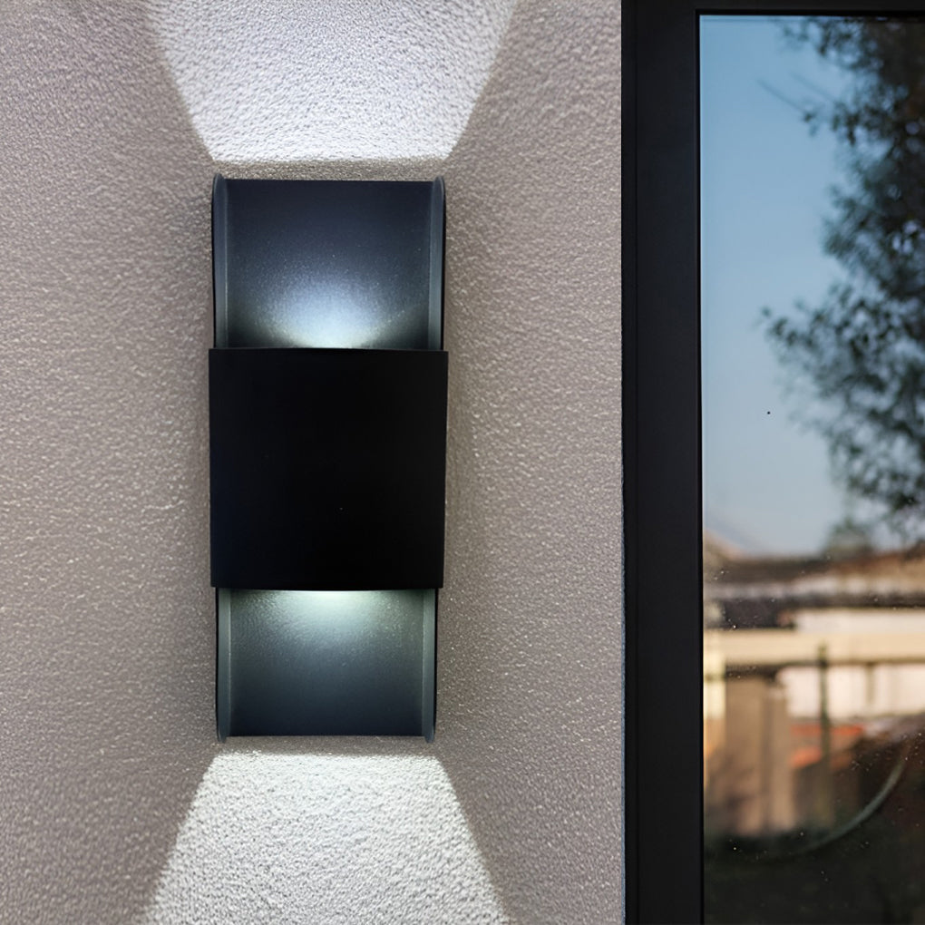 Aluminum Outdoor Wall Lamp, Warm-White COB LED, Glass Shade, 4 Finishes