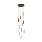 Eleven head geometric pendant light suspended from a ceiling