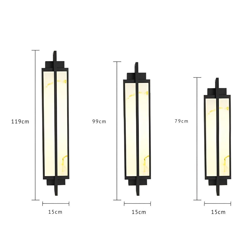 Applique murale extérieure finition marbre, lumière LED Gifed en noir mat