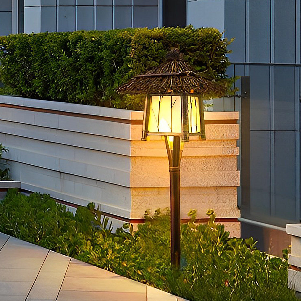Wyne Branch-Pattern Bamboo-Style Outdoor Lantern Light