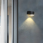 Rund udendørs vægvaske LED-lys i aluminium, sort finish