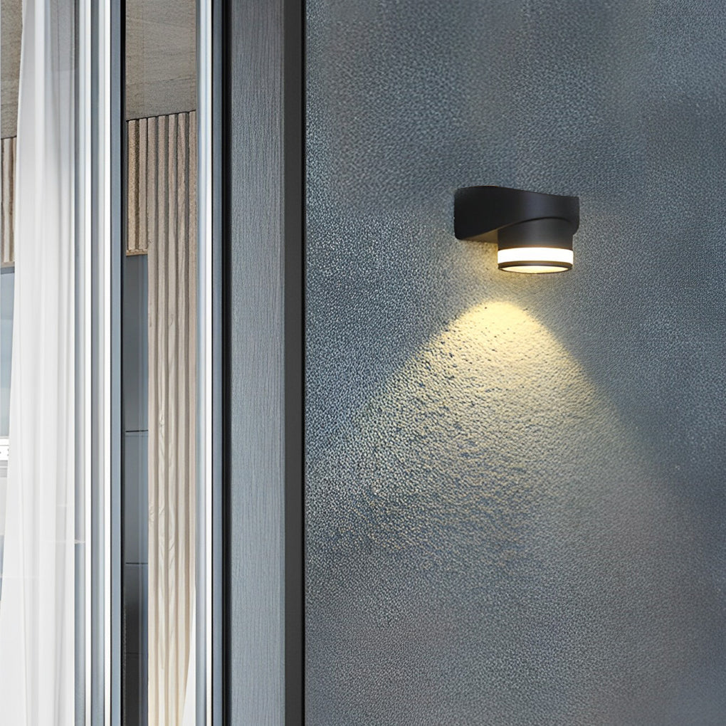 Rund udendørs vægvaske LED-lys i aluminium, sort finish