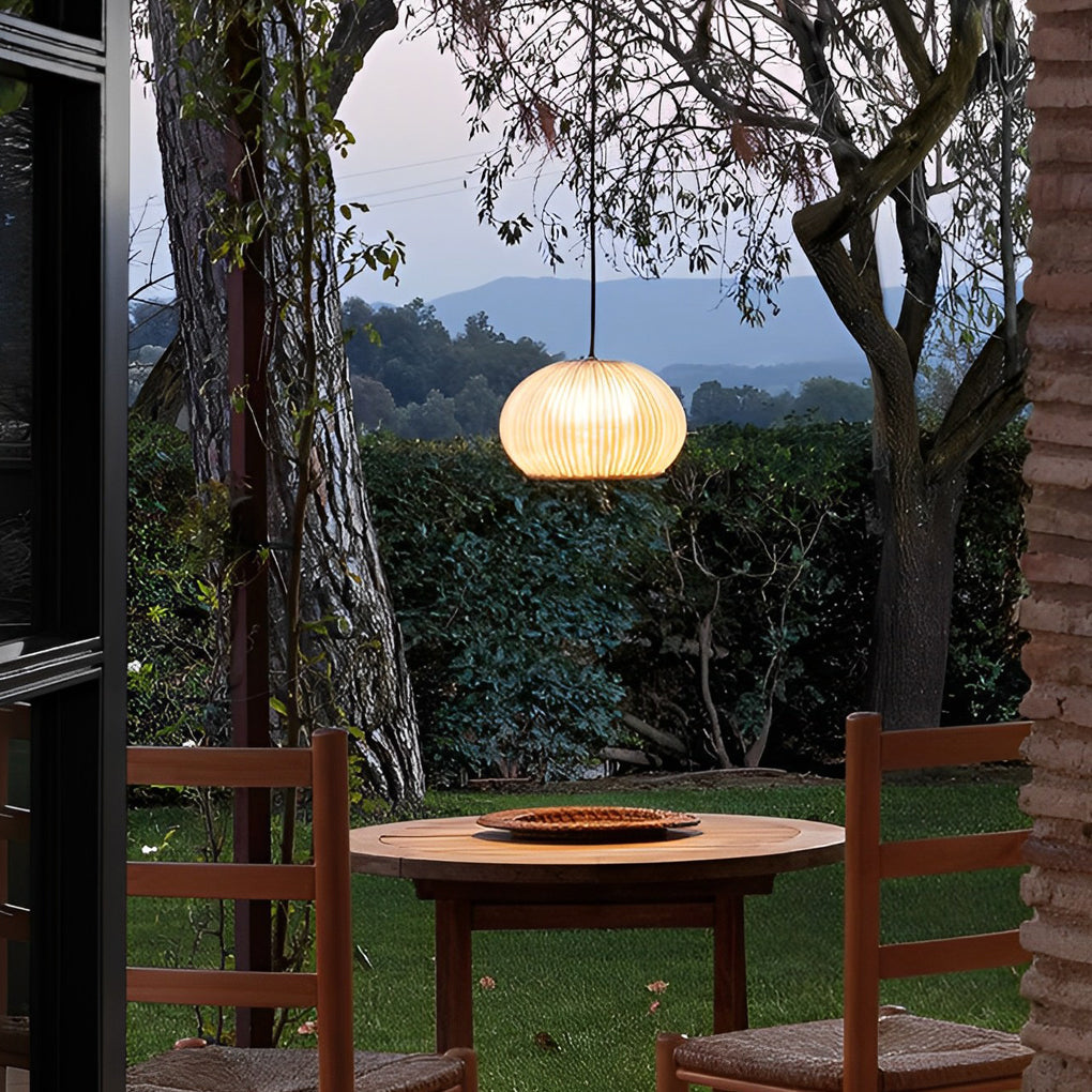 Woven Rattan Wall Lamp For Outdoor Spaces With Lantern-Style Shade