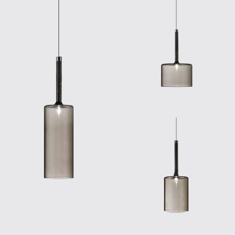 Minimalist Glass Pendant Light, Clear Red Orange or Grey, 3 Sizes, G4 Base