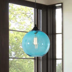 Lampu Gantung Globe Kaca, Rangka Logam Bulat, 5 Pilihan Warna Kaca