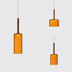 Minimalist Glass Pendant Light, Clear Red Orange or Grey, 3 Sizes, G4 Base