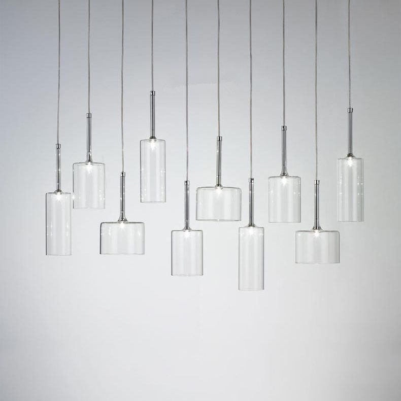Minimalist Glass Pendant Light, Clear Red Orange or Grey, 3 Sizes, G4 Base