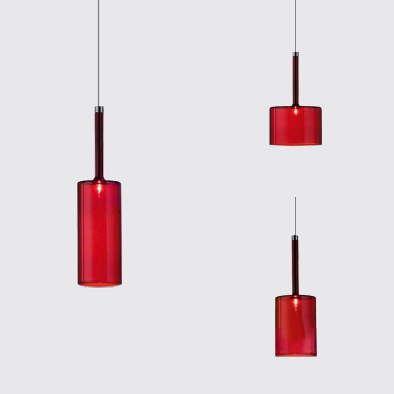 Minimalist Glass Pendant Light, Clear Red Orange or Grey, 3 Sizes, G4 Base