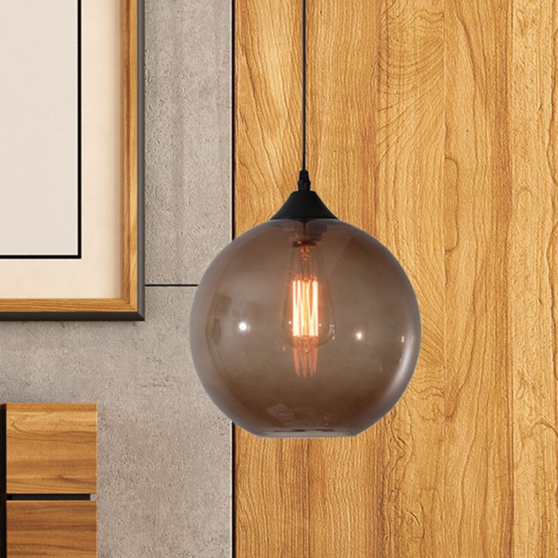 Lampu Gantung Globe Kaca, Rangka Logam Bulat, 5 Pilihan Warna Kaca