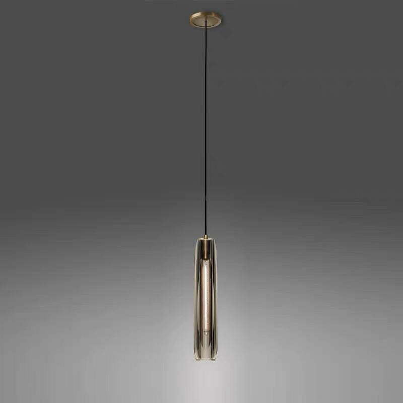 Candeeiro de Teto Pequeno com Pendente de Vidro e Estrutura em Latão, Pronto para LED
