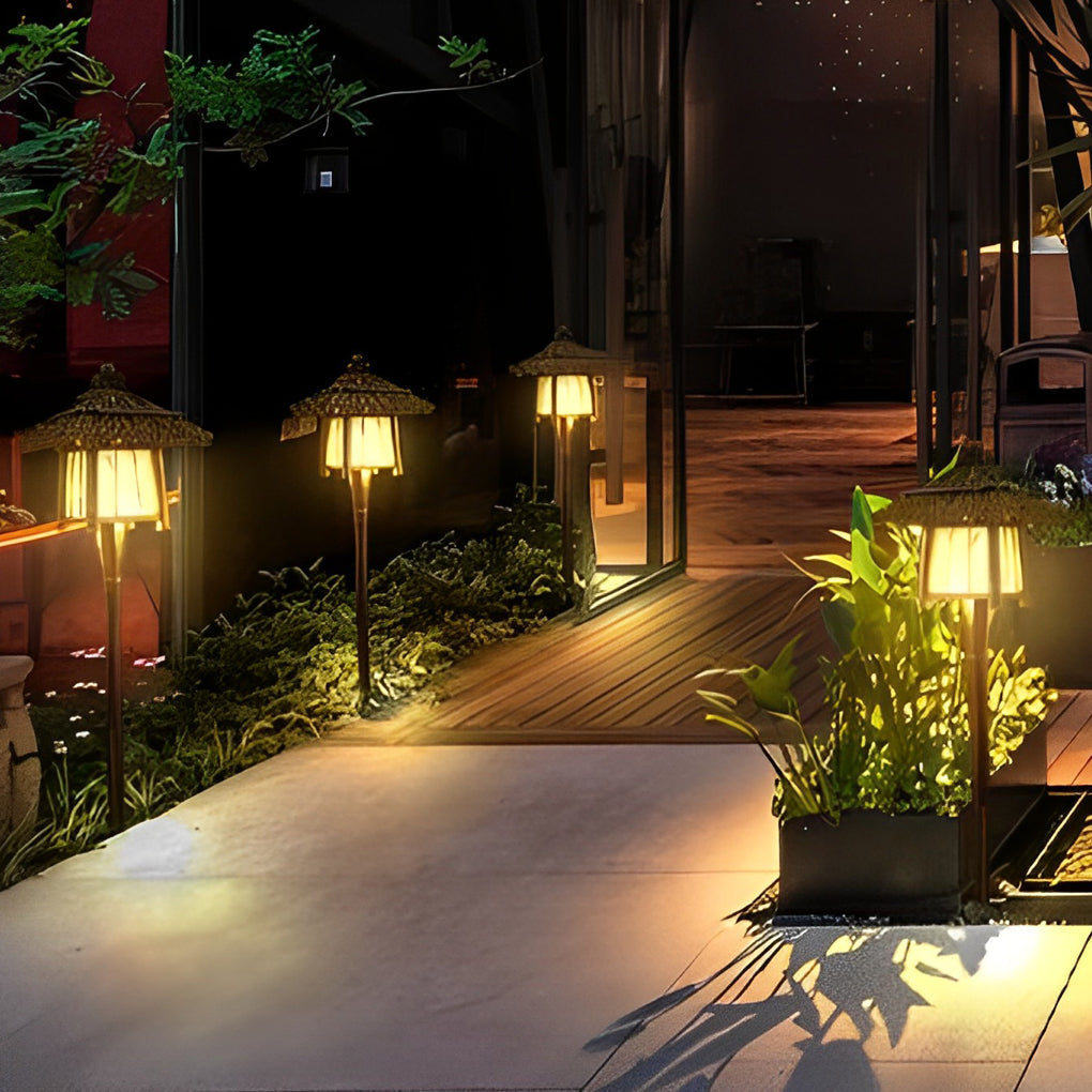 Wyne Branch-Pattern Bamboo-Style Outdoor Lantern Light