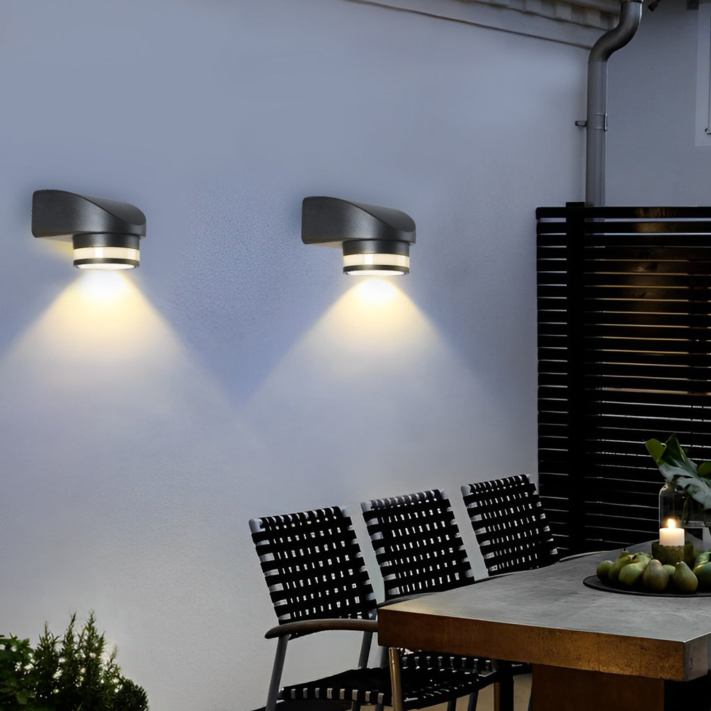 Rund udendørs vægvaske LED-lys i aluminium, sort finish