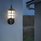 Outdoor Wall Sconce, Lancelot Round Aluminum With Solar LED