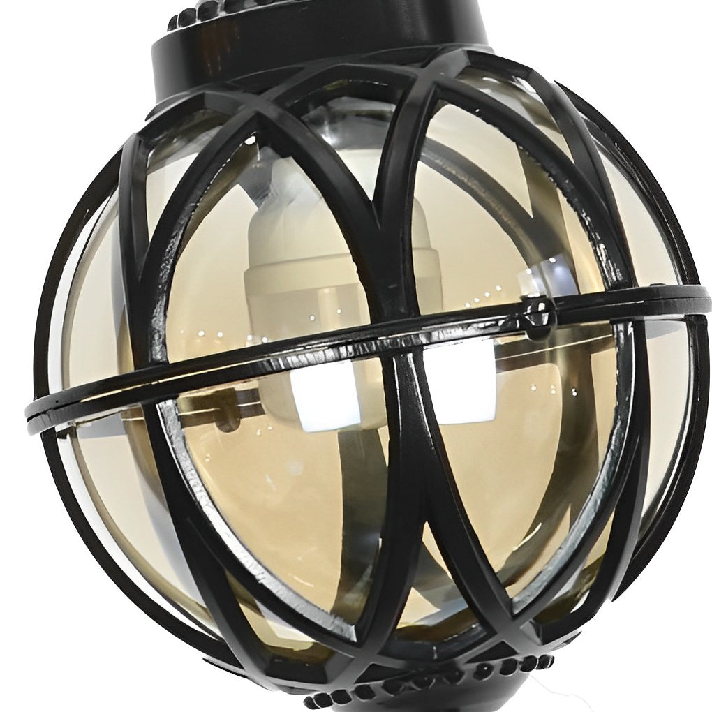 Adjustable Chain Outdoor Pendant Light With Heat-Resistant Glass Shade