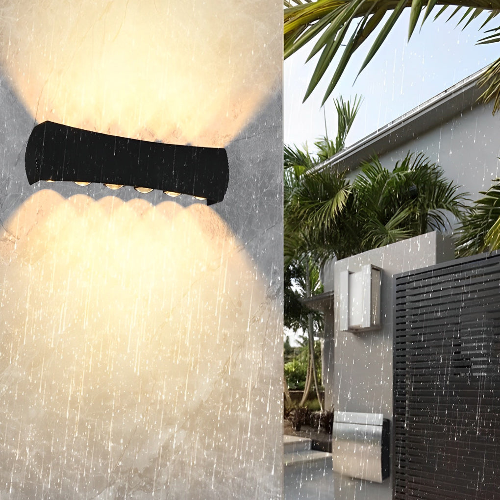 Luz de Parede Exterior Up-Down, Arandela LED Moderna em Alumínio Preto ou Branco